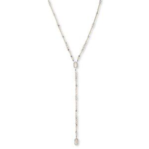 KENDRA SCOTT *NWT* Bethany Beaded Y Necklace in Ivory Mother of Peal, Rhodium